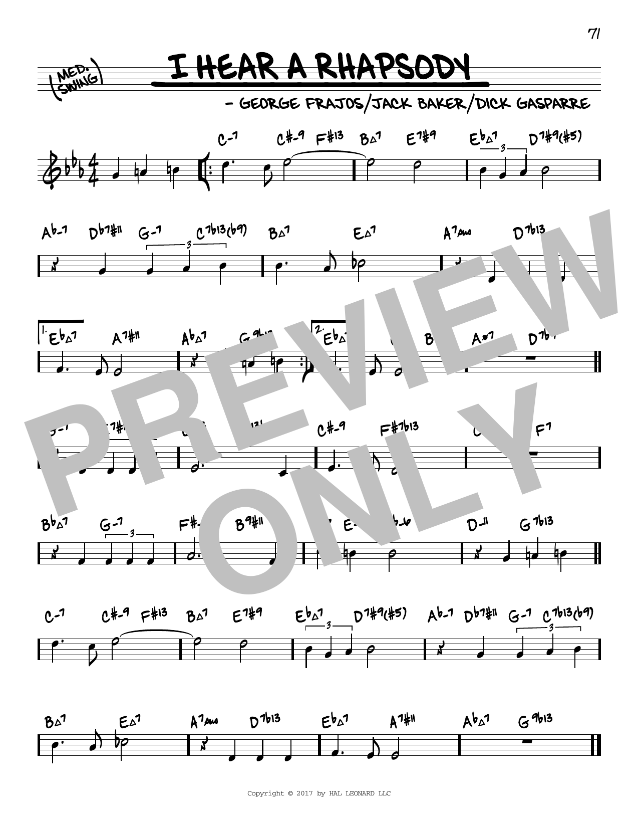 George Frajos I Hear A Rhapsody (arr. David Hazeltine) Sheet Music