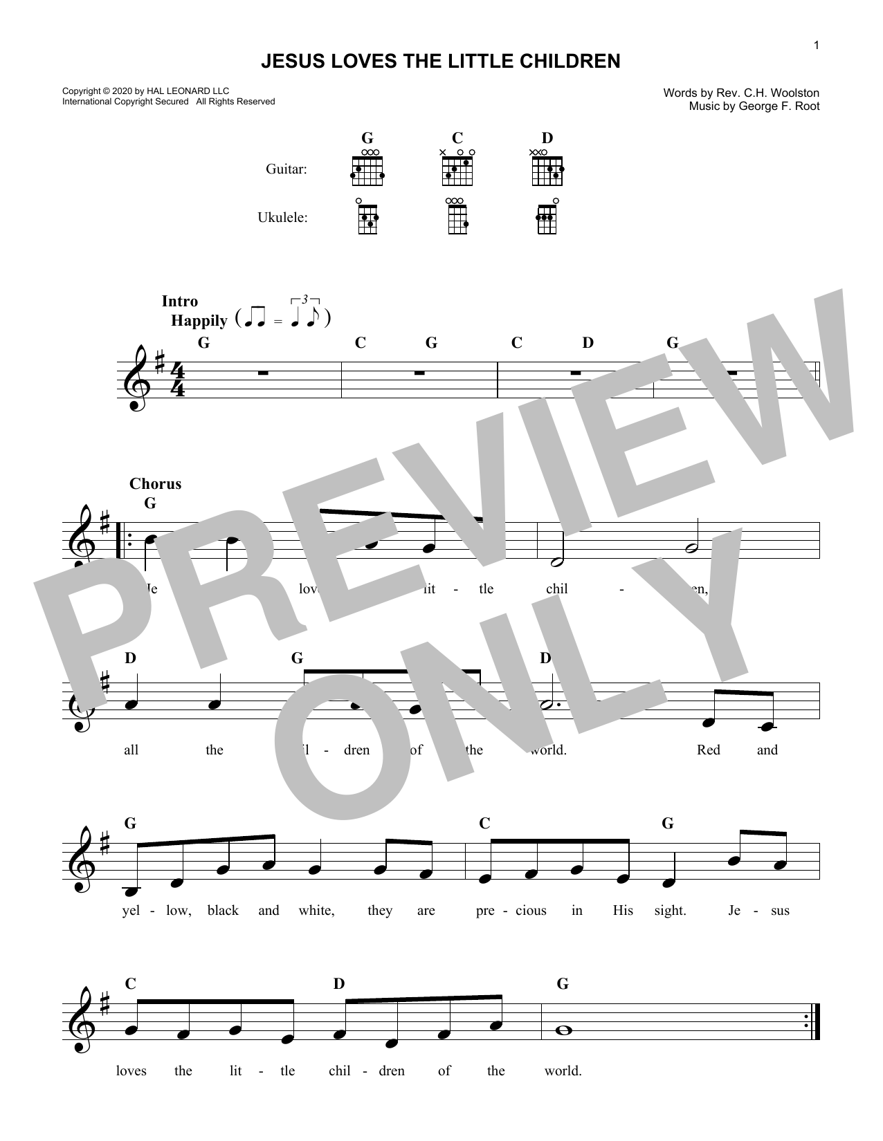 George F. Root Jesus Loves The Little Children Sheet Music