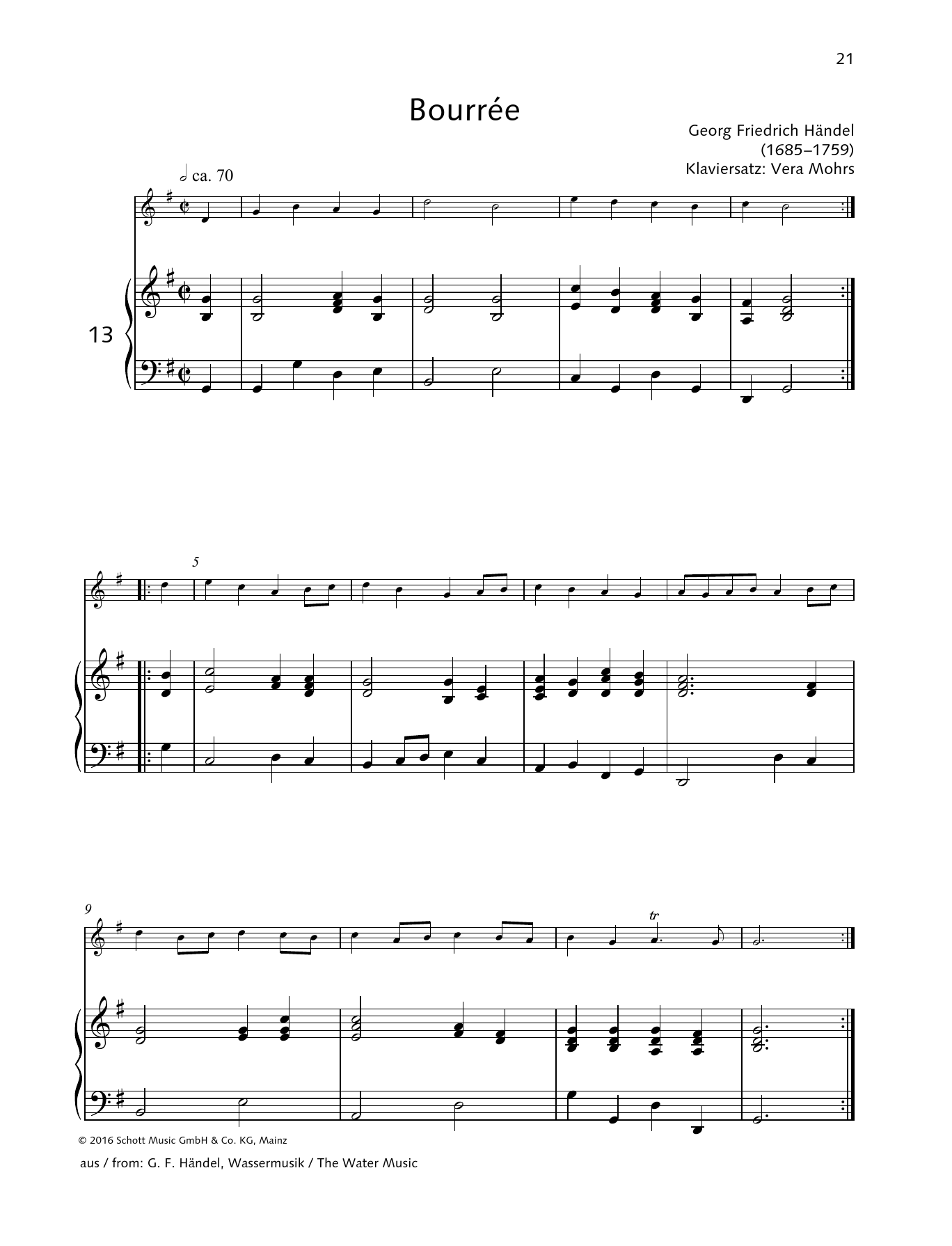 George Frideric Handel Bourée Sheet Music