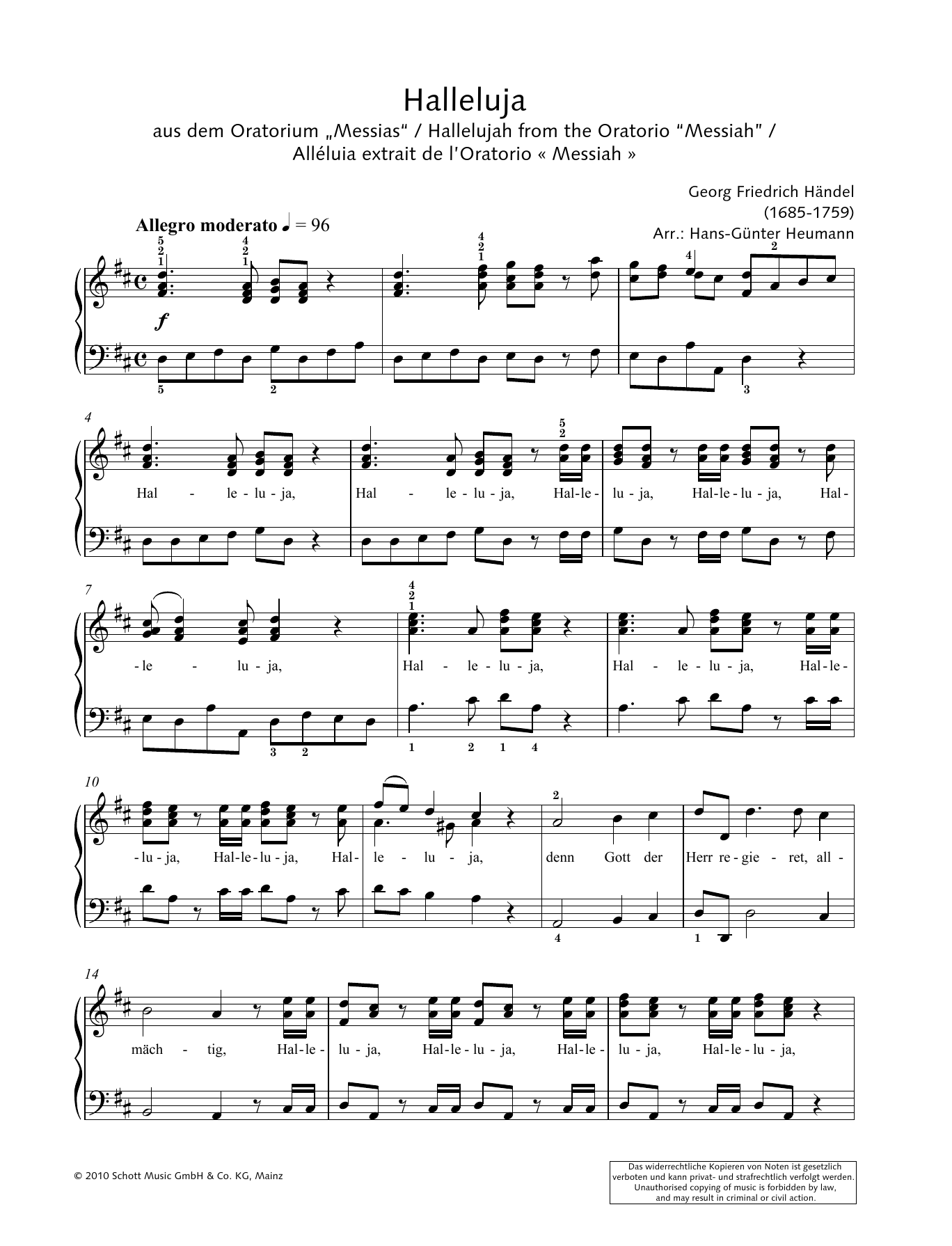 George Frideric Handel Hallelujah Sheet Music