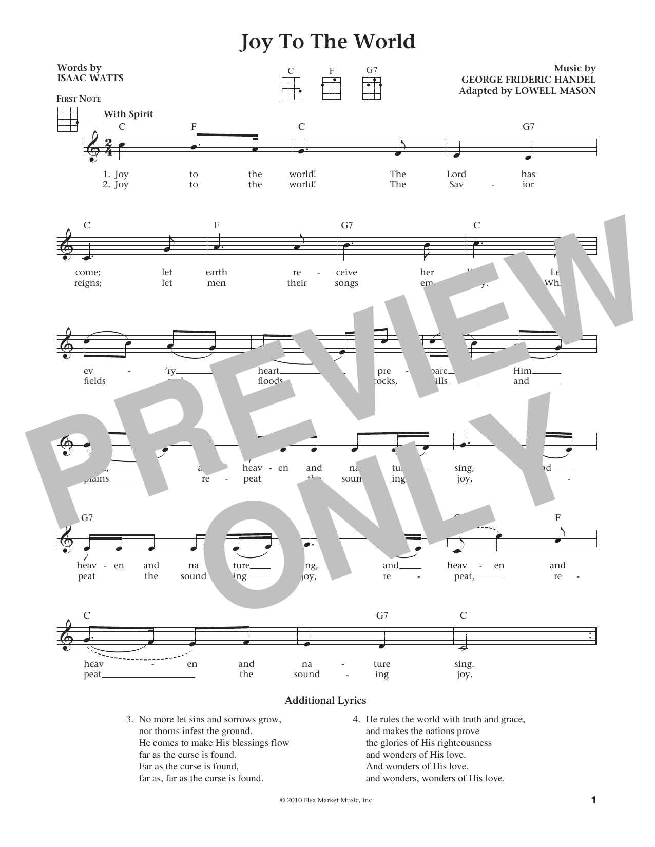 George Frideric Handel Joy To The World (from The Daily Ukulele) (arr. Liz and Jim Beloff) Sheet Music