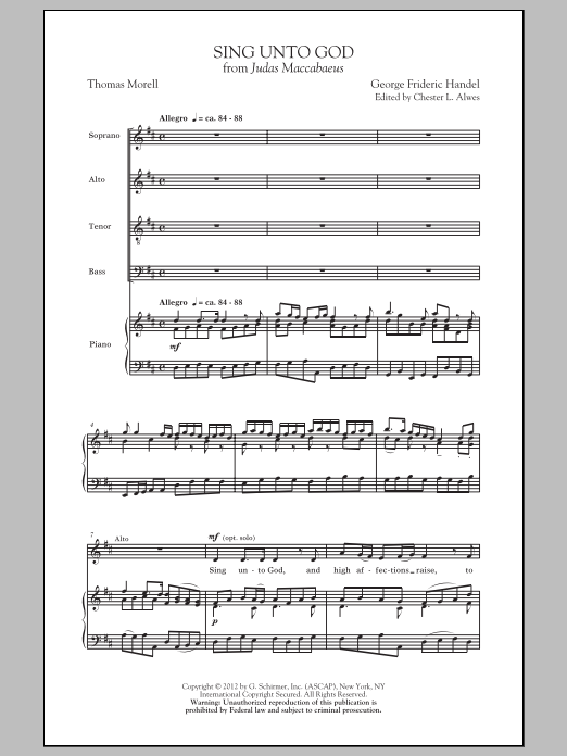 George Frideric Handel Sing Unto God Sheet Music