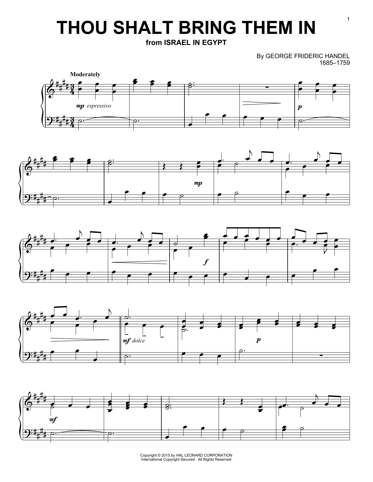 George Frideric Handel Thou Shalt Bring Them In Sheet Music