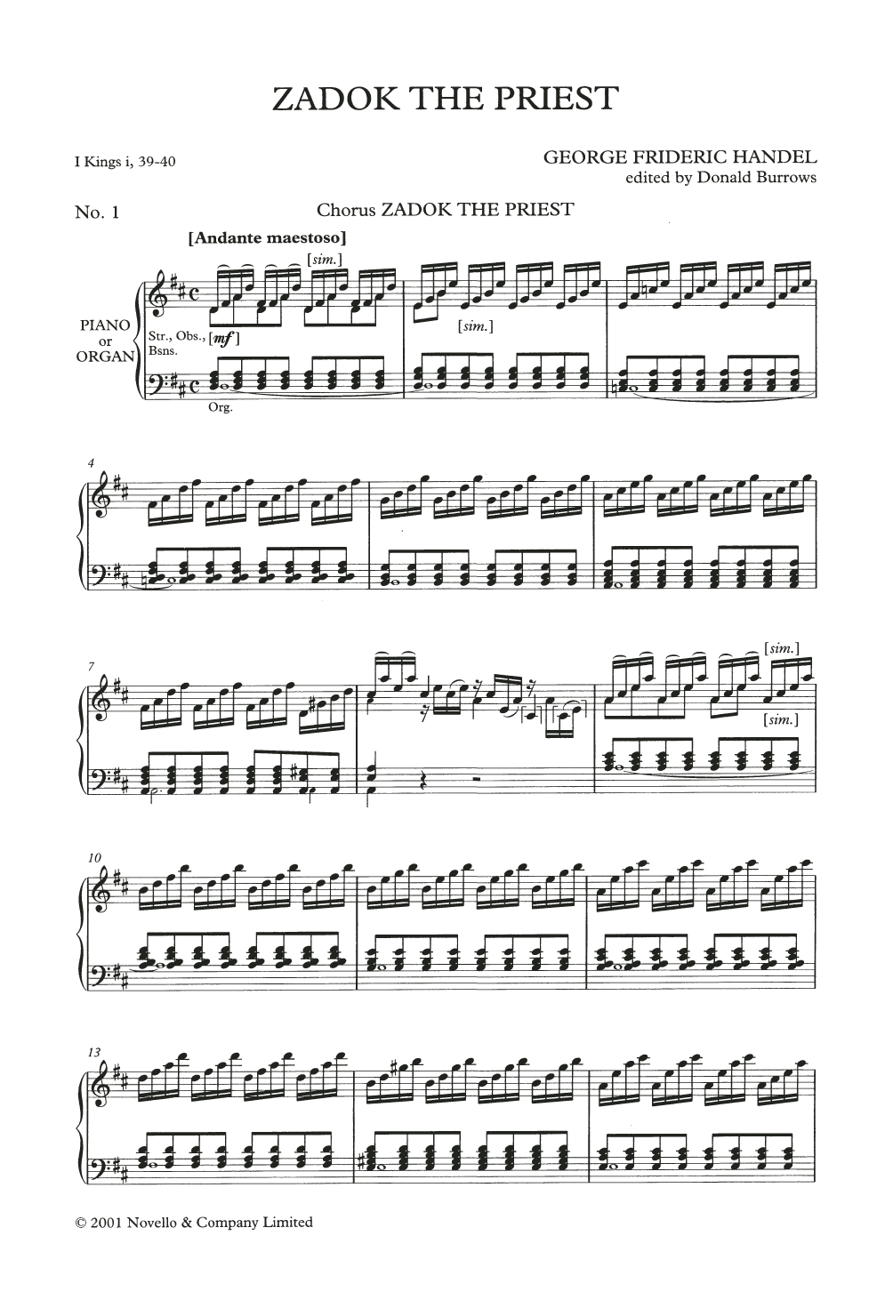 George Frideric Handel Zadok The Priest (arr. Donald Burrows) Sheet Music