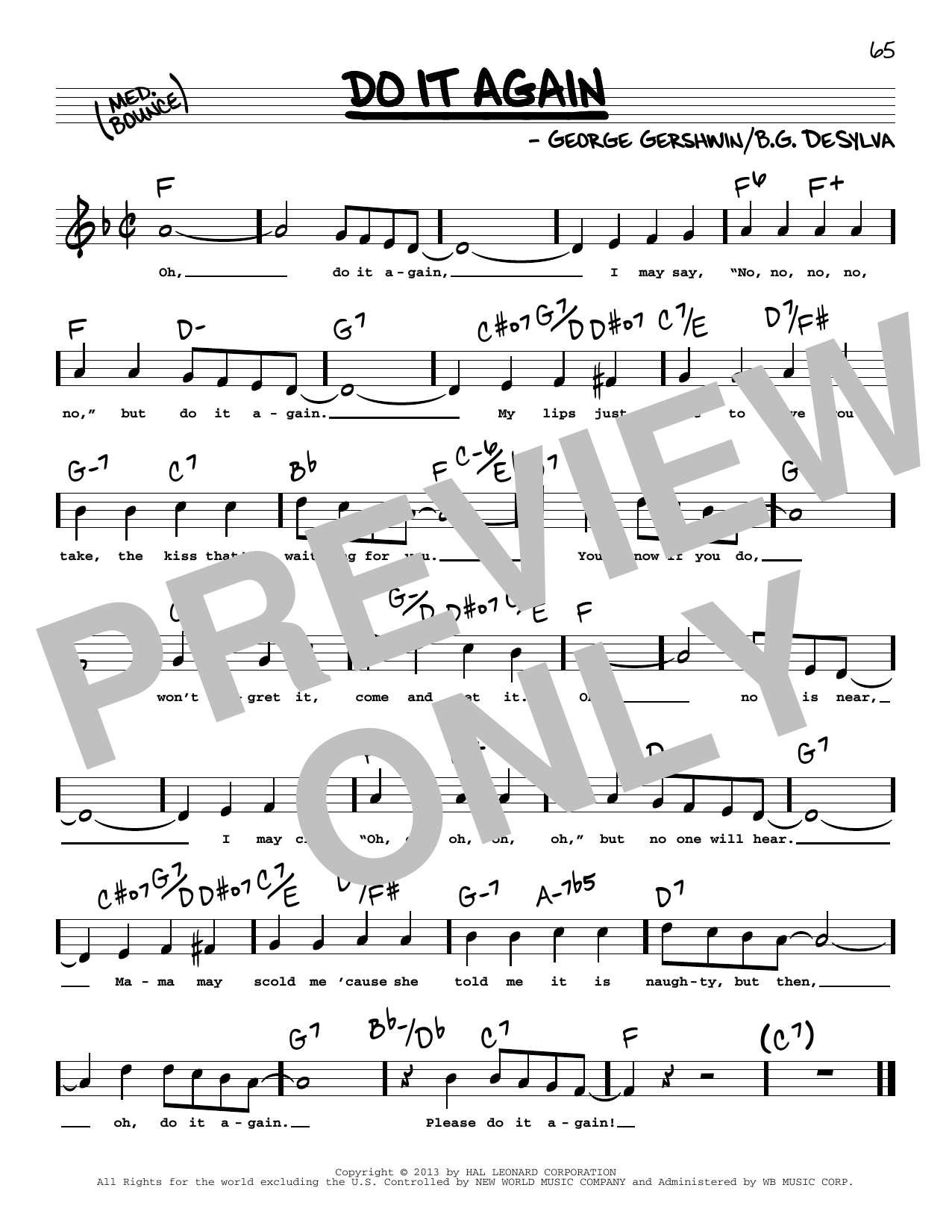 George Gershwin Do It Again (High Voice) Sheet Music