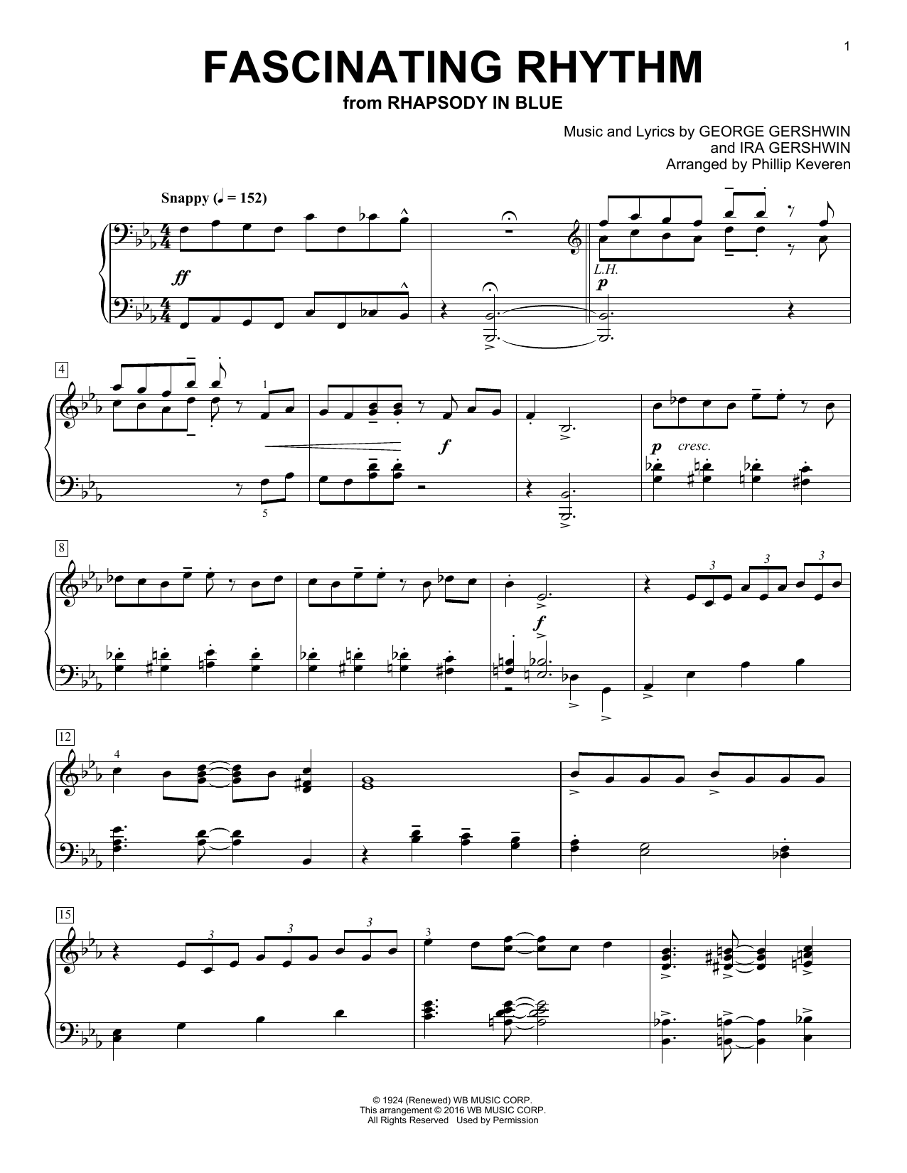 George Gershwin Fascinating Rhythm (arr. Phillip Keveren) Sheet Music