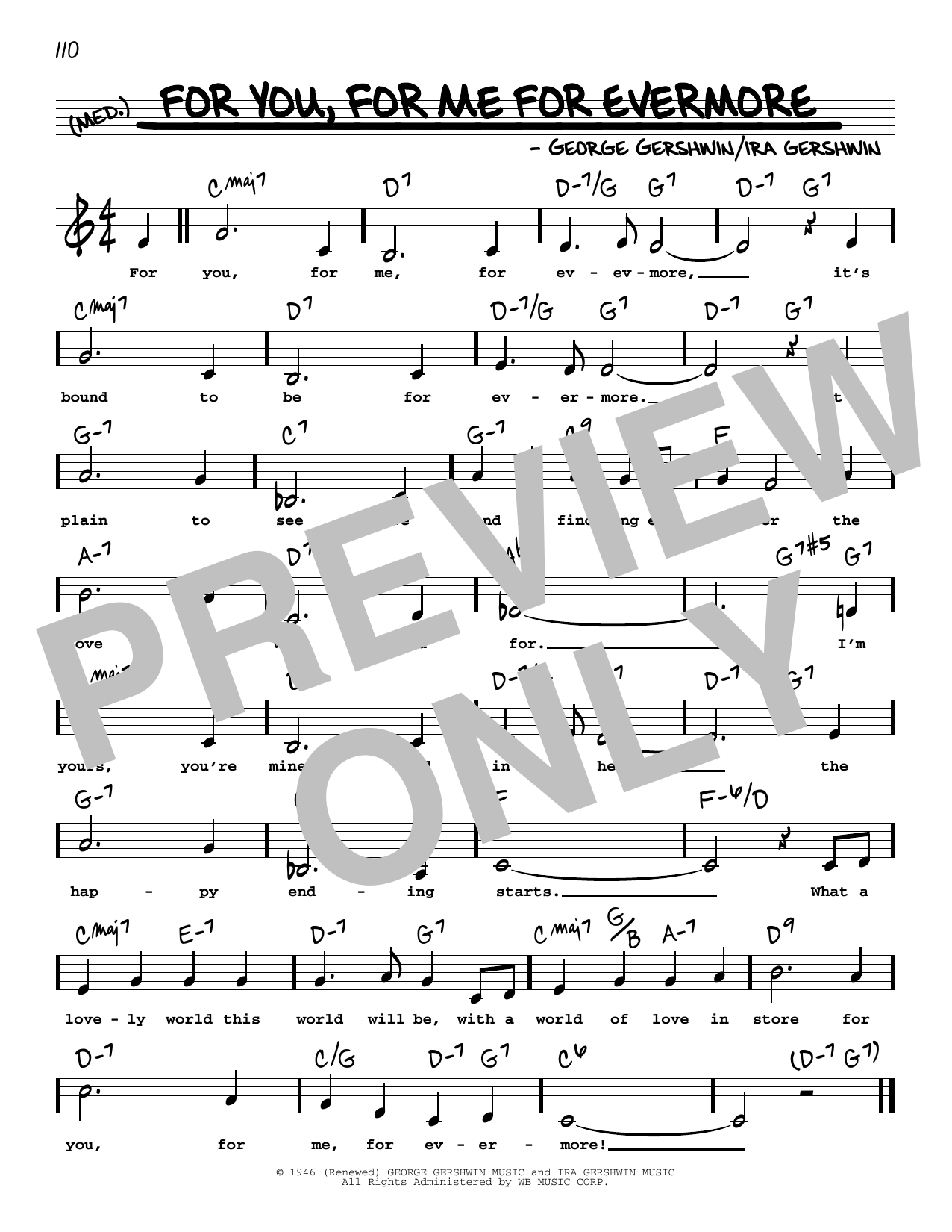 George Gershwin For You, For Me For Evermore (Low Voice) Sheet Music