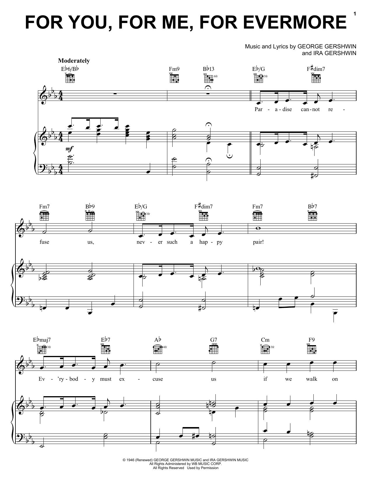 George Gershwin For You, For Me, For Evermore Sheet Music