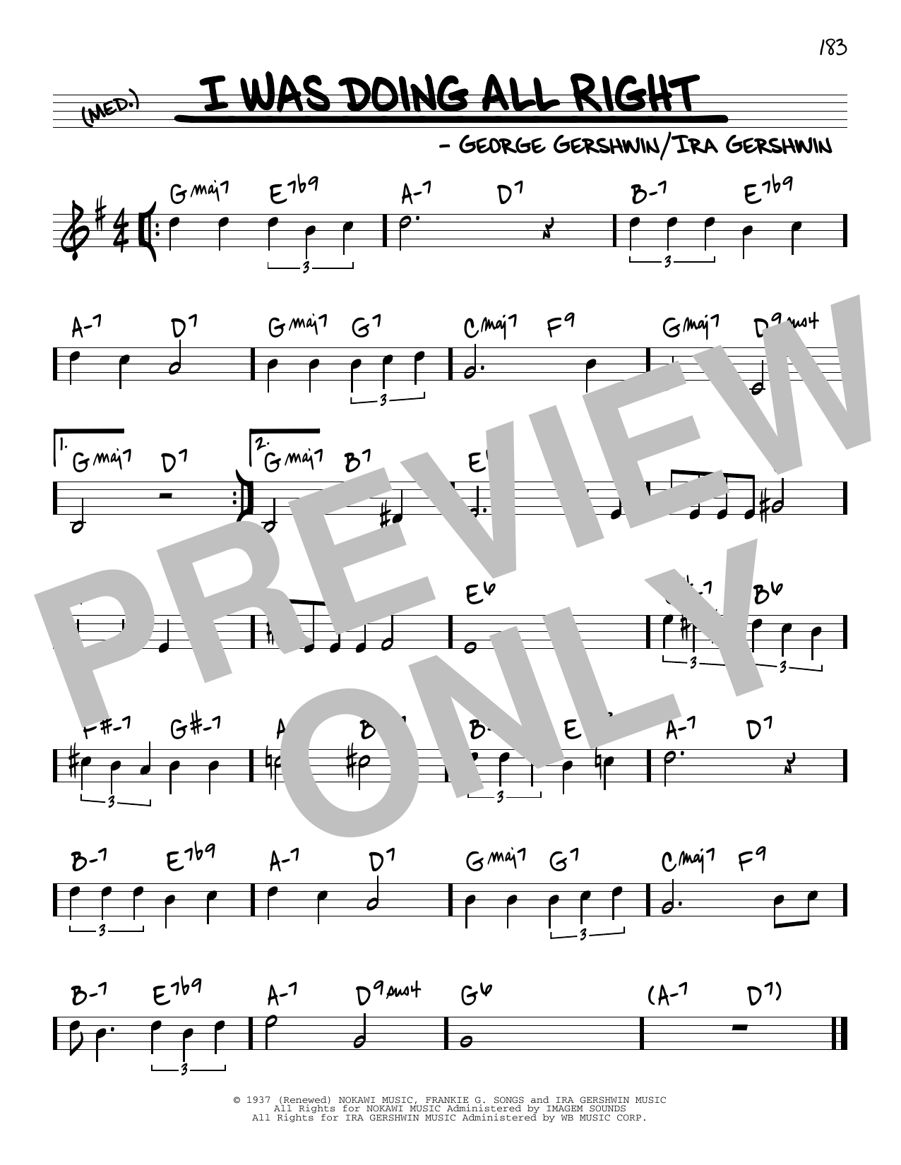George Gershwin & Ira Gershwin I Was Doing All Right Sheet Music