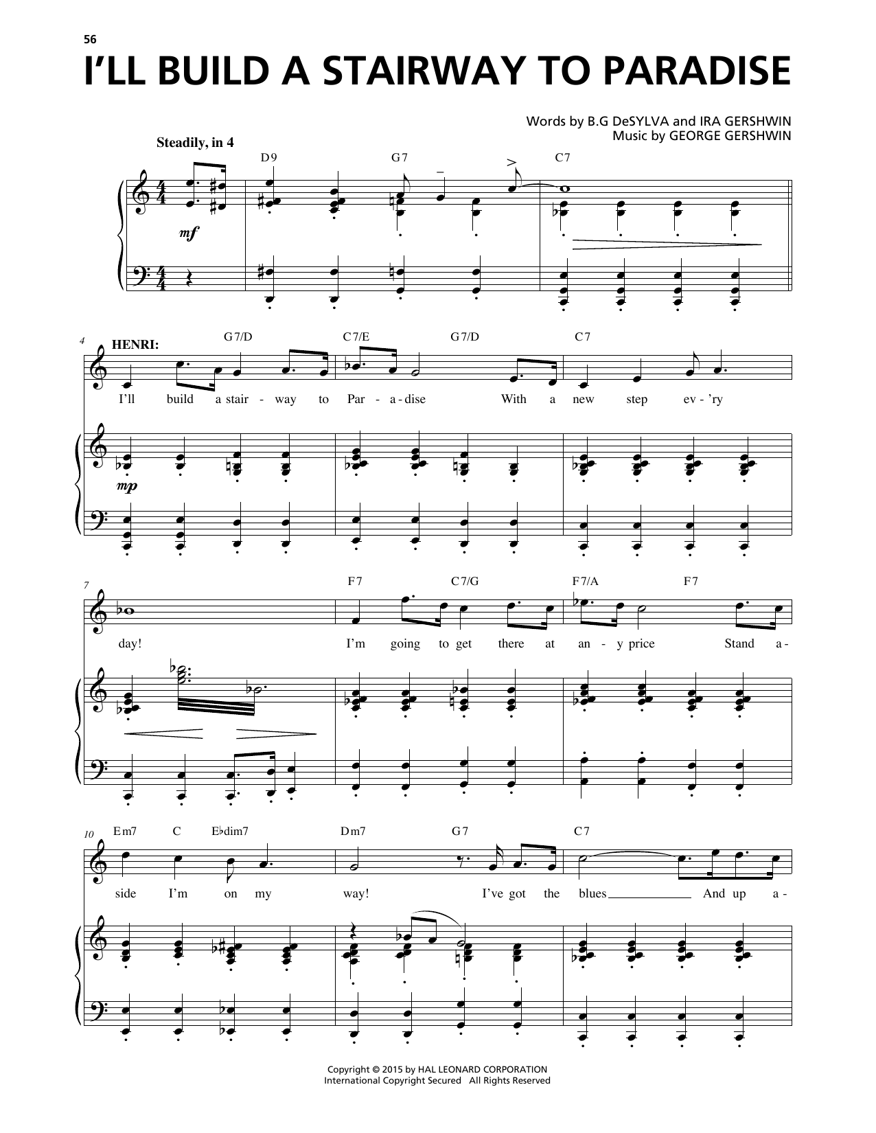 George Gershwin & Ira Gershwin I'll Build A Stairway To Paradise (from An American In Paris) Sheet Music