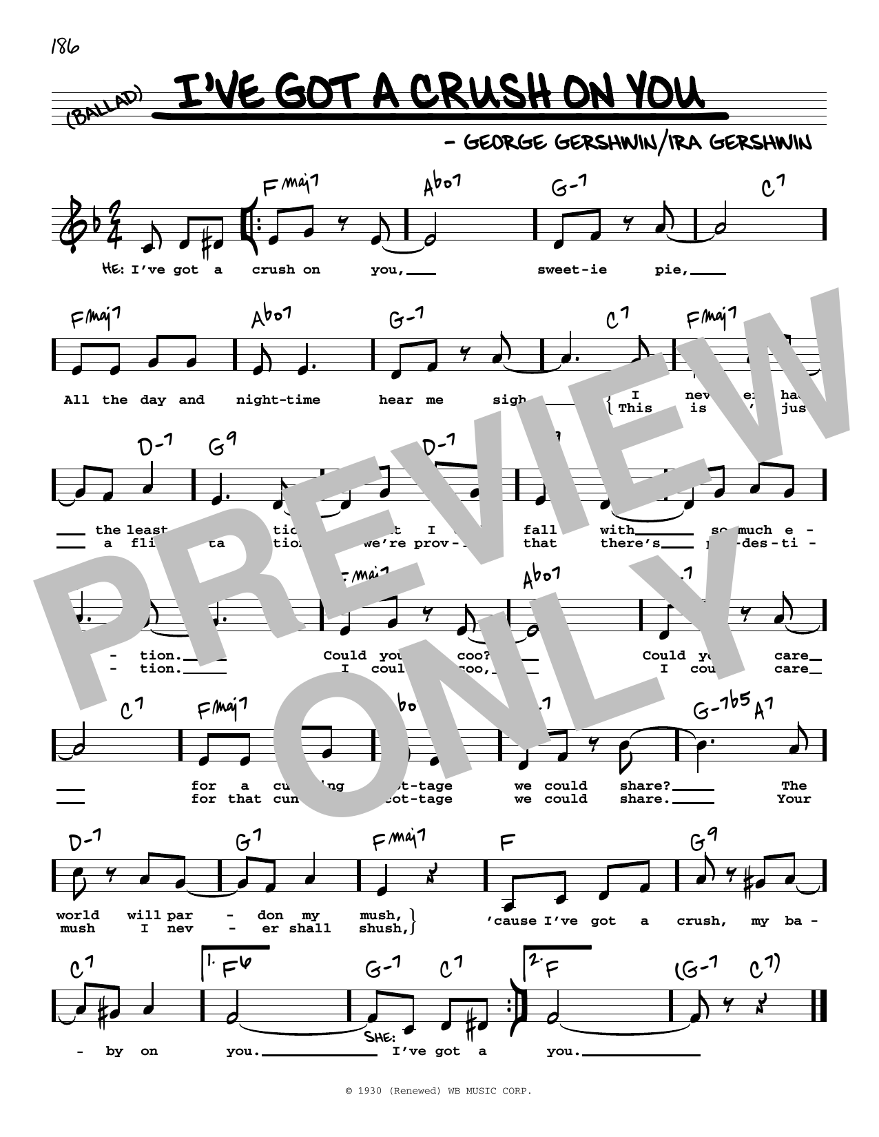 George Gershwin & Ira Gershwin I've Got A Crush On You (Low Voice) Sheet Music