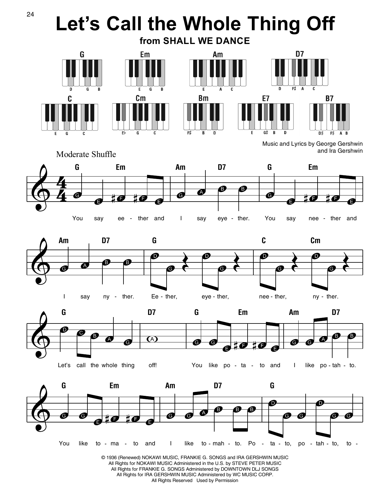 George Gershwin & Ira Gershwin Let's Call The Whole Thing Off (from Shall We Dance) Sheet Music