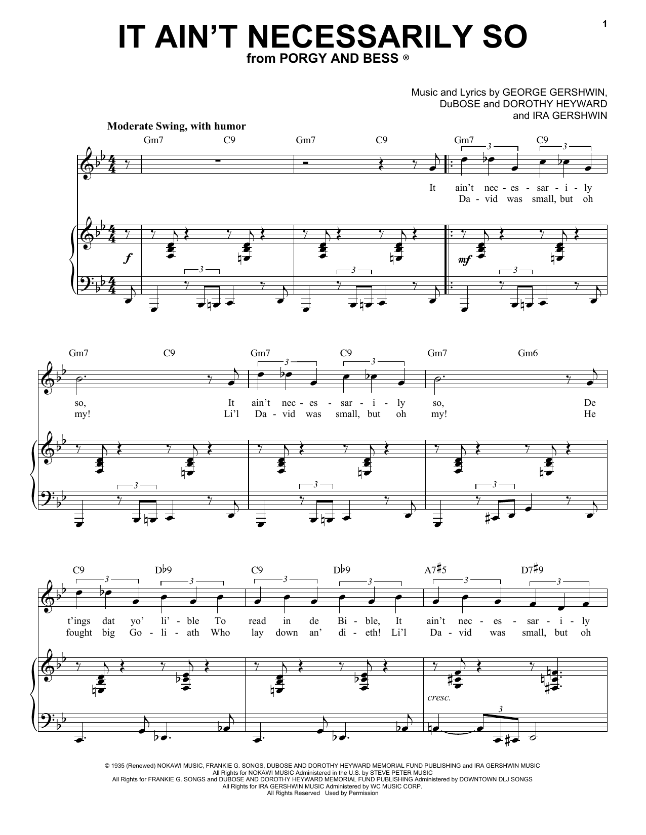 George Gershwin It Ain't Necessarily So [Jazz version] (arr. Brent Edstrom) Sheet Music