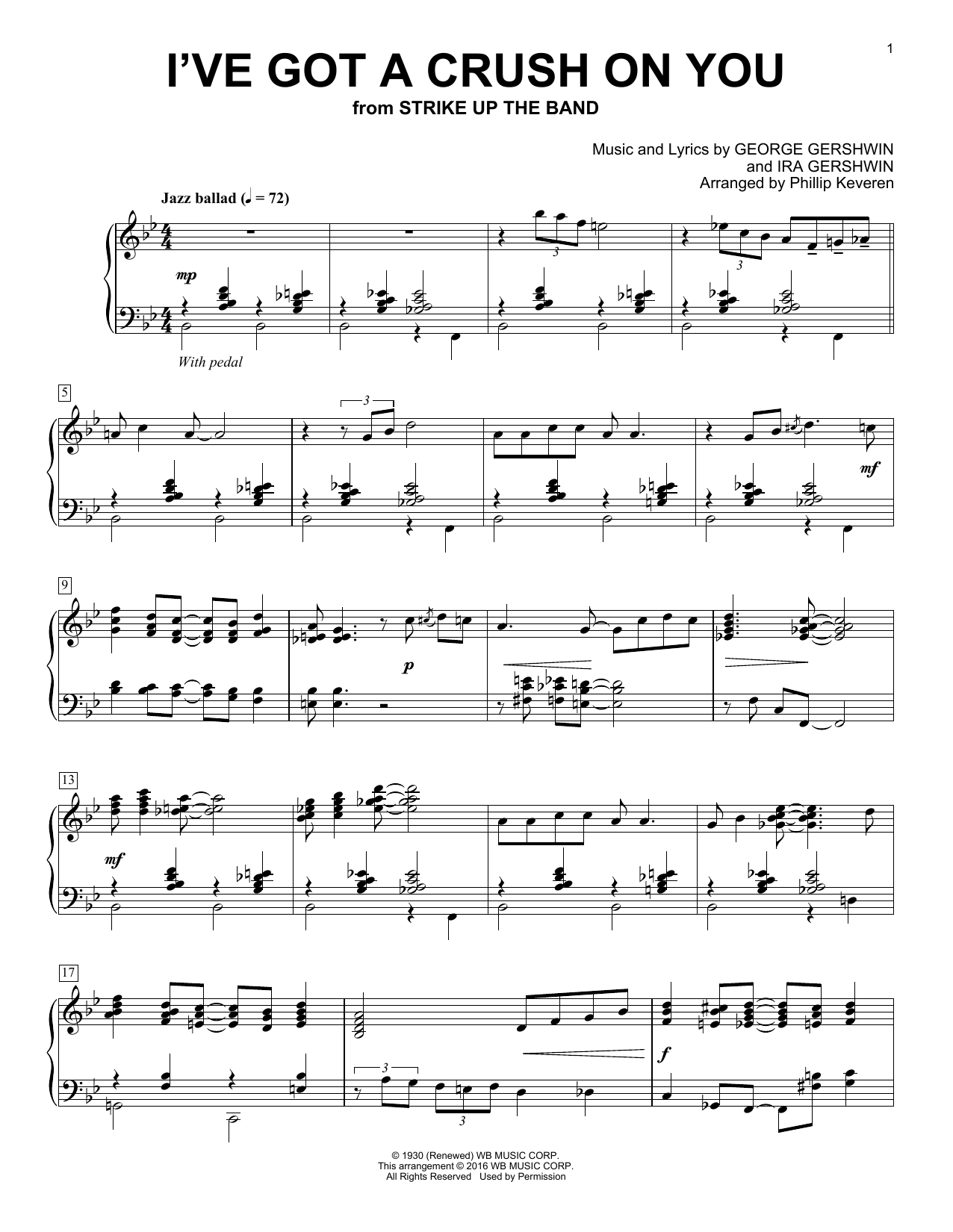 George Gershwin I've Got A Crush On You (arr. Phillip Keveren) Sheet Music