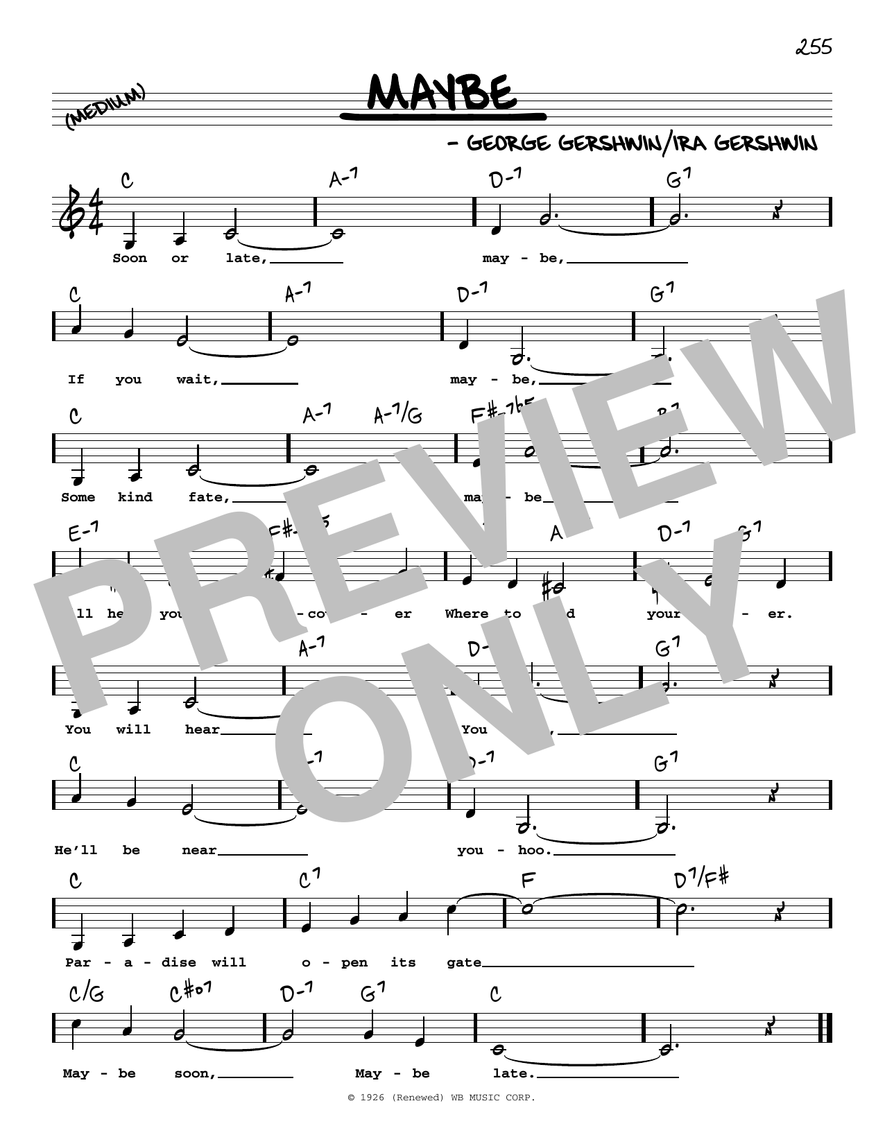 George Gershwin Maybe (Low Voice) Sheet Music