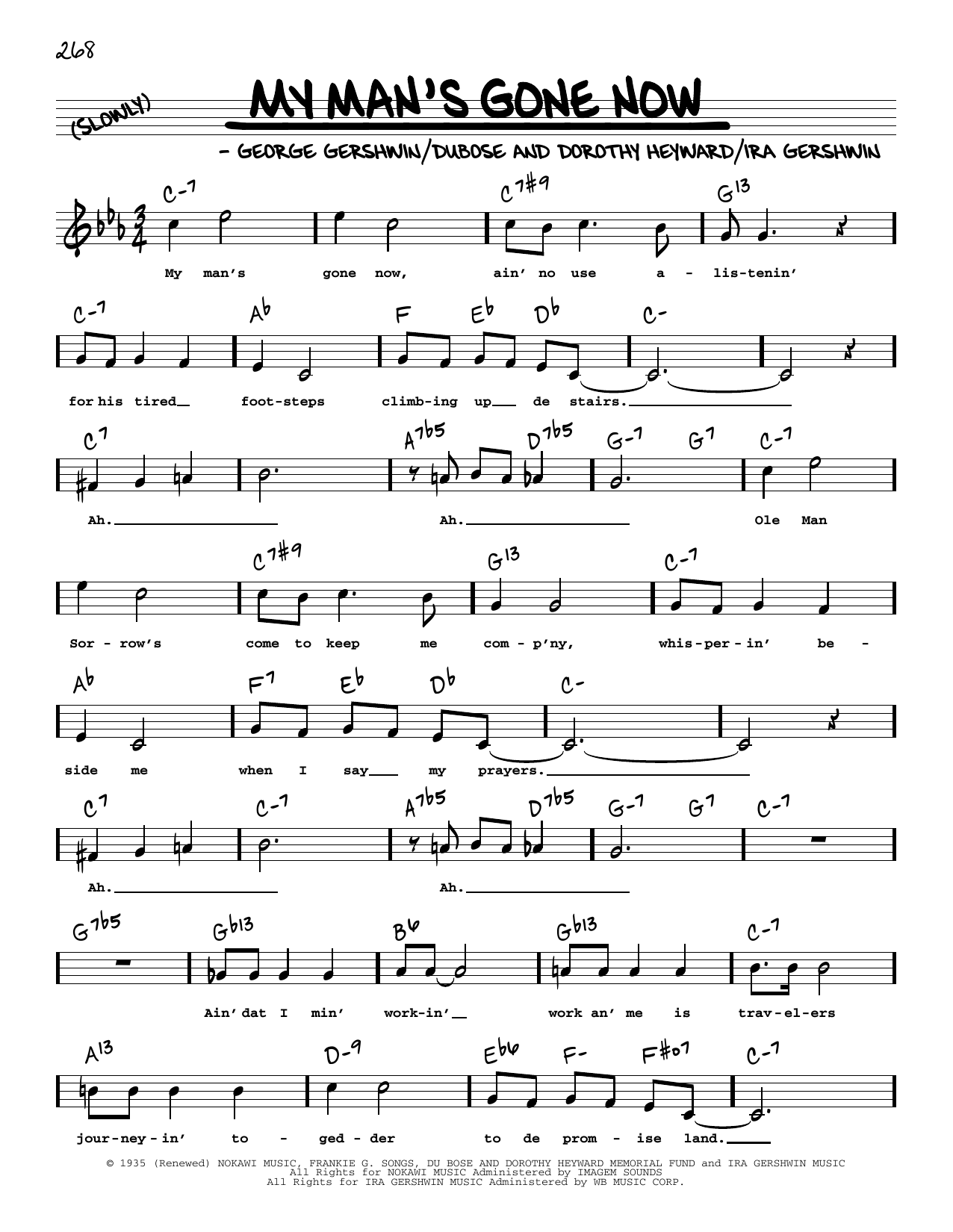 George Gershwin My Man's Gone Now (High Voice) Sheet Music