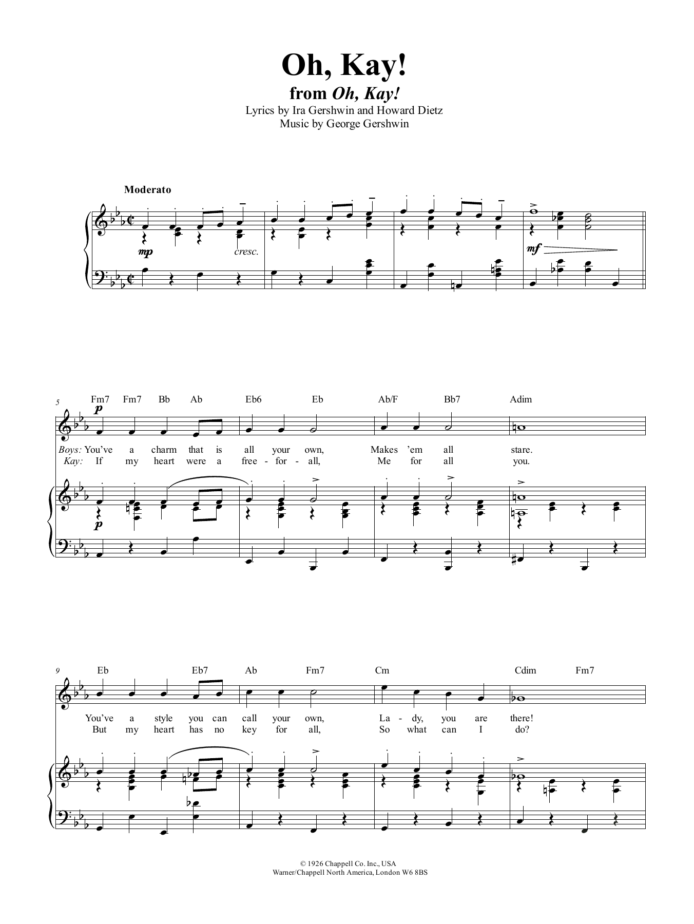 George Gershwin Oh, Kay Sheet Music