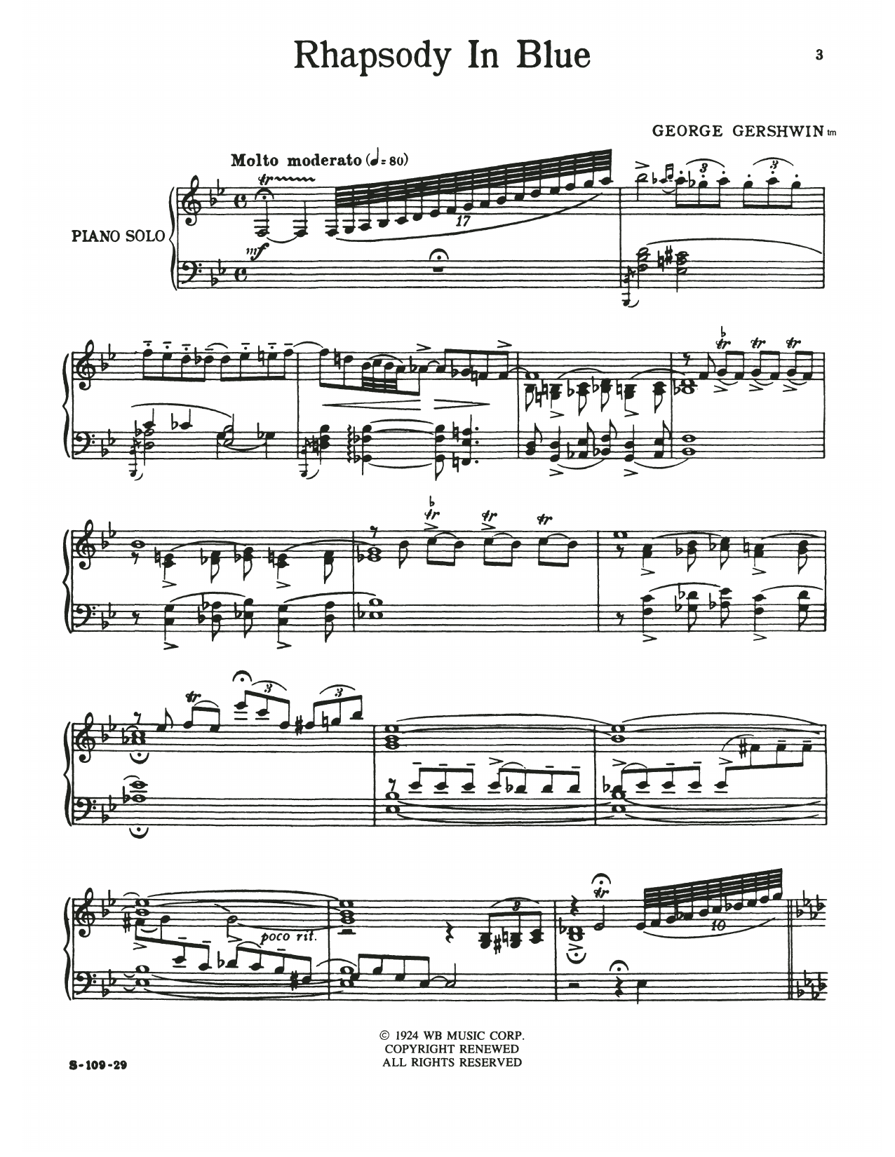 George Gershwin Rhapsody In Blue (full version) Sheet Music