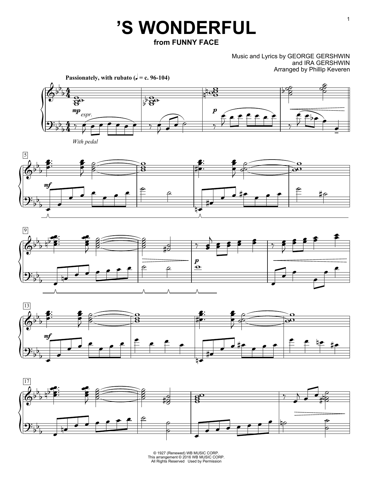 George Gershwin 'S Wonderful (arr. Phillip Keveren) Sheet Music