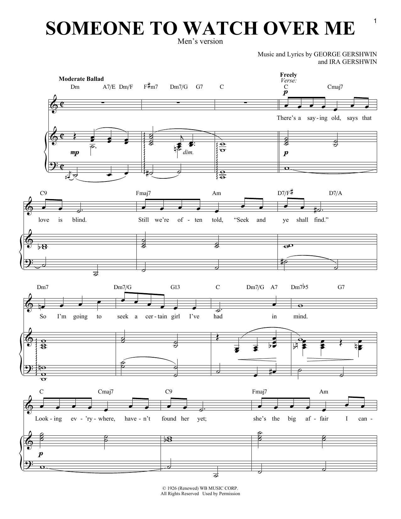 George Gershwin Someone To Watch Over Me (from Oh, Kay!) [Men's version] Sheet Music