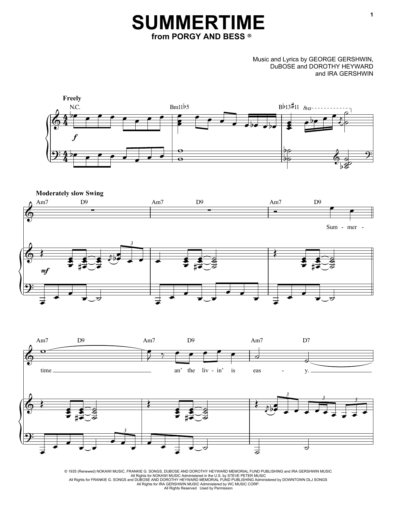 George Gershwin Summertime [Jazz version] (arr. Brent Edstrom) Sheet Music