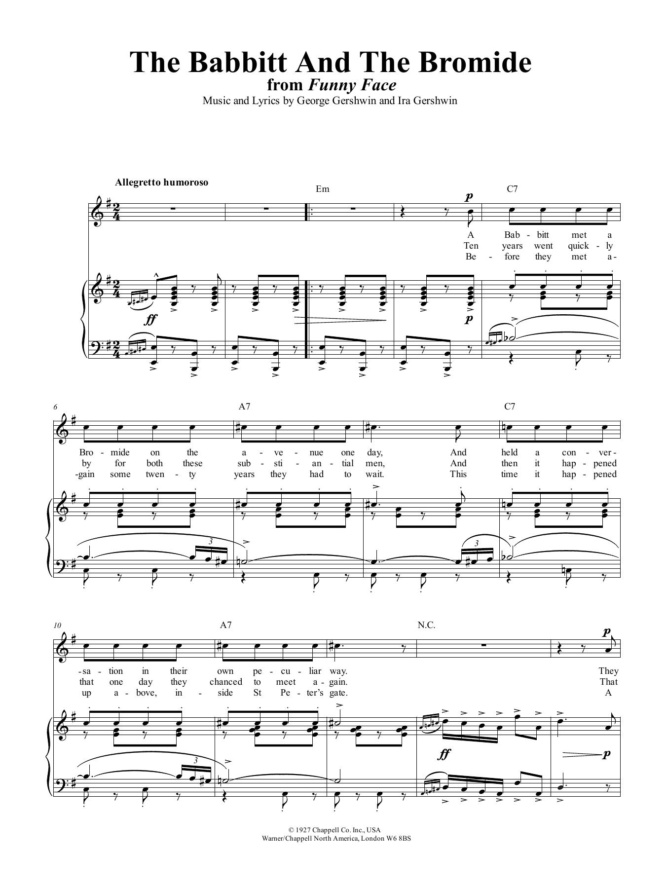 George Gershwin The Babbitt And The Bromide Sheet Music