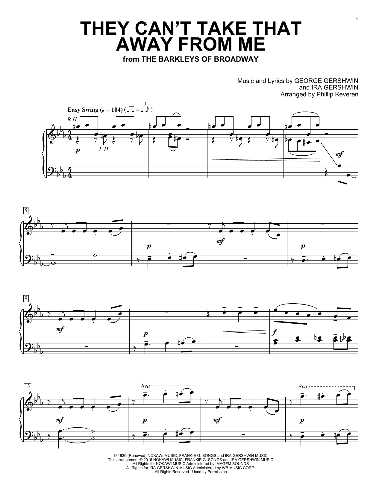 George Gershwin They Can't Take That Away From Me (arr. Phillip Keveren) Sheet Music