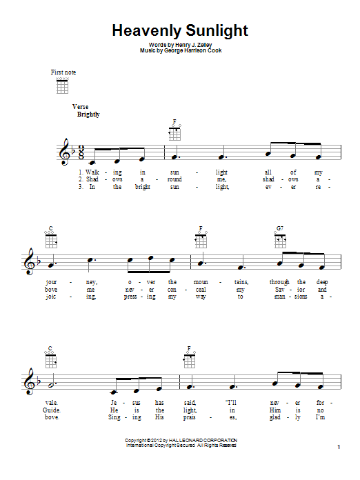 George Harrison Cook Heavenly Sunlight Sheet Music