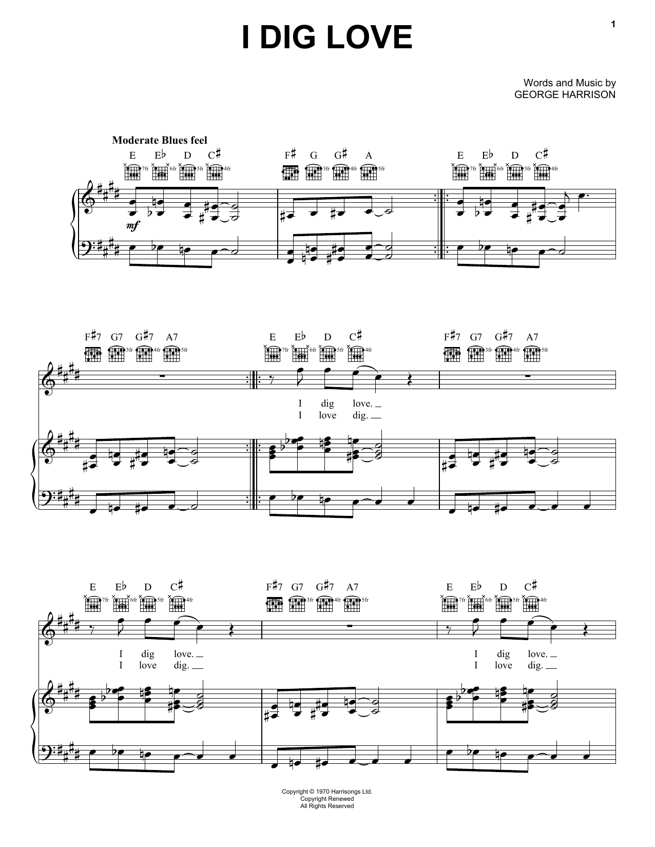George Harrison I Dig Love Sheet Music