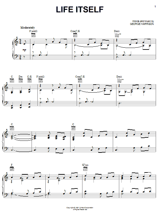 George Harrison Life Itself Sheet Music