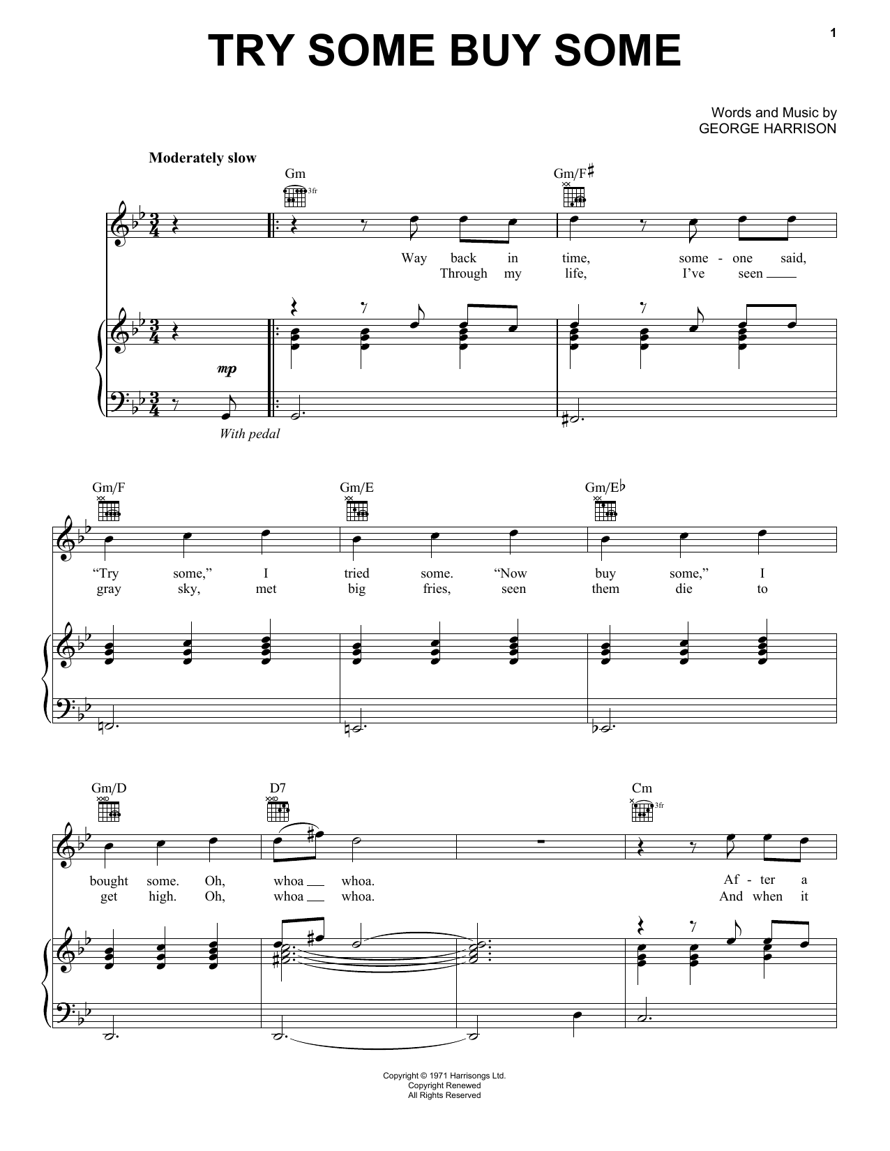 George Harrison Try Some Buy Some Sheet Music