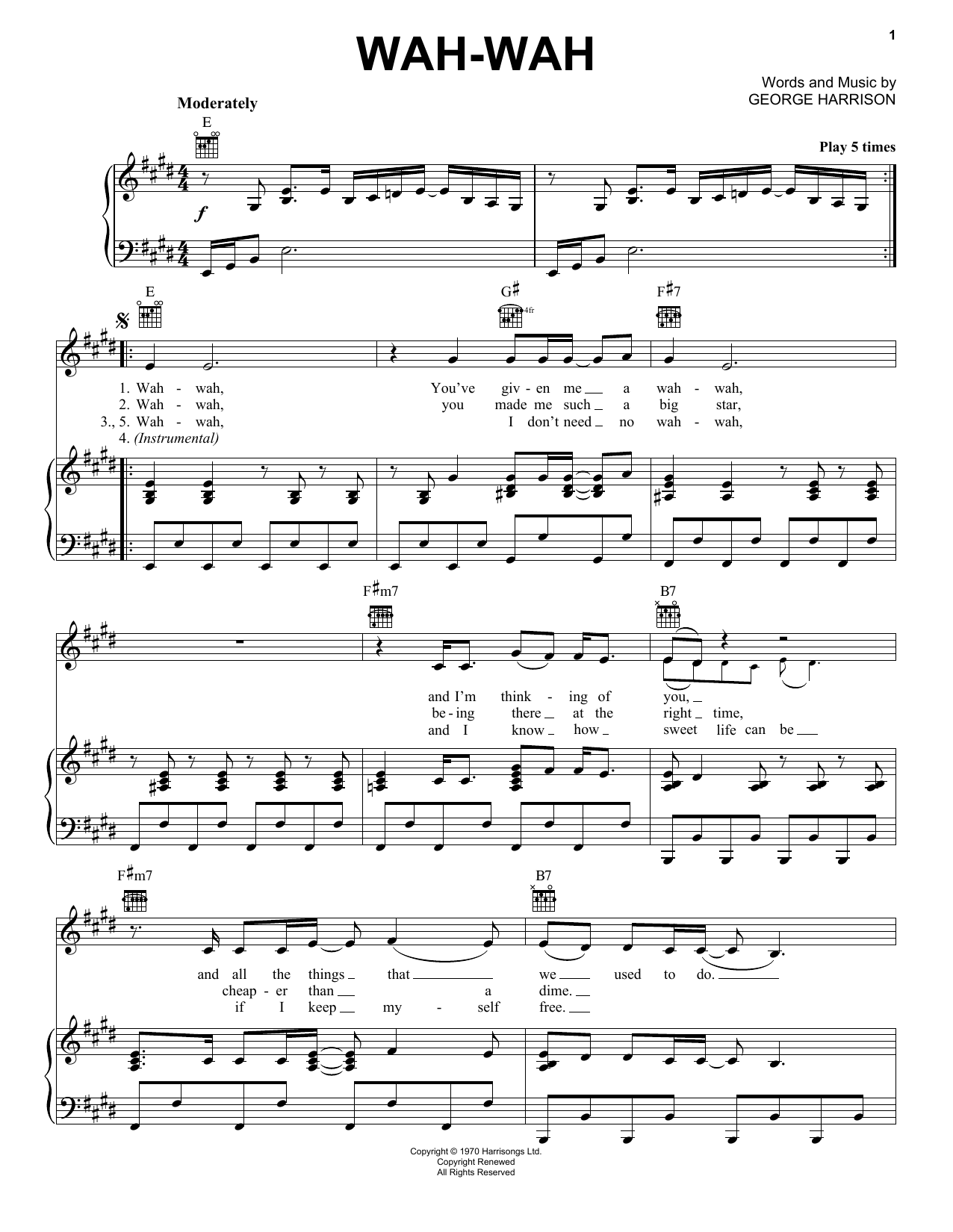 George Harrison Wah-wah Sheet Music