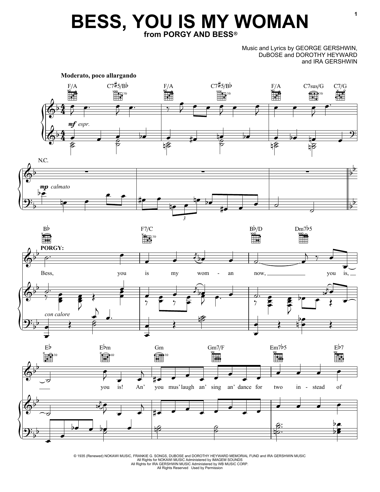 George & Ira Gershwin Bess, You Is My Woman Sheet Music