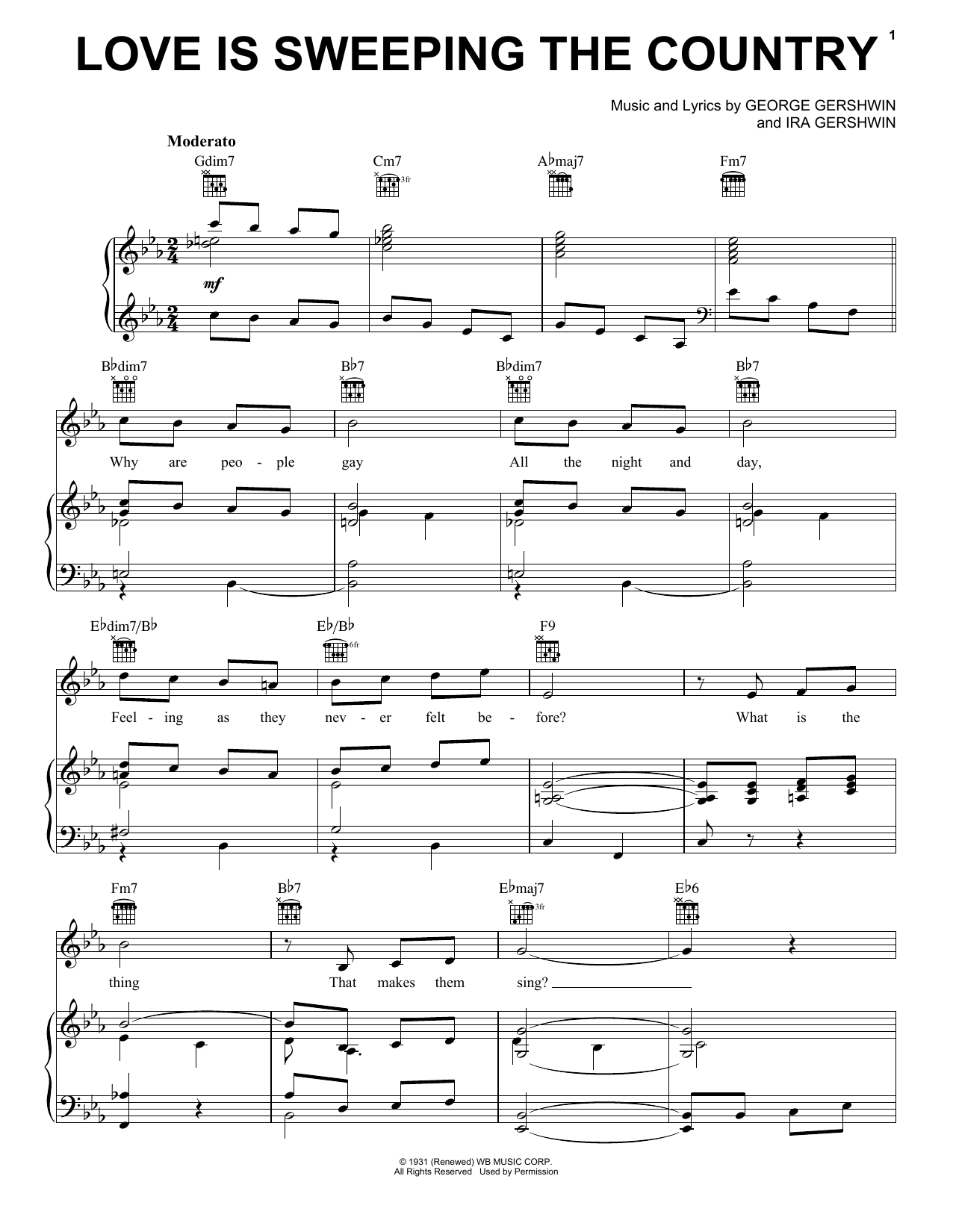 George & Ira Gershwin Love Is Sweeping The Country Sheet Music