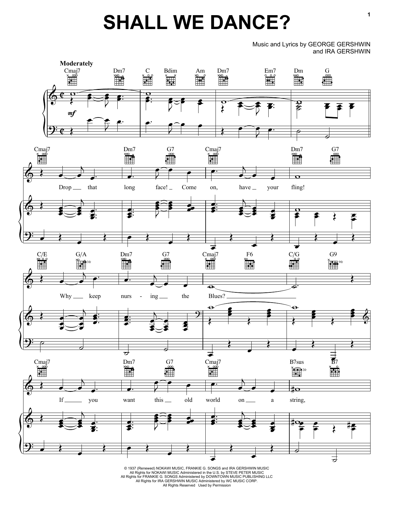 George & Ira Gershwin Shall We Dance? Sheet Music
