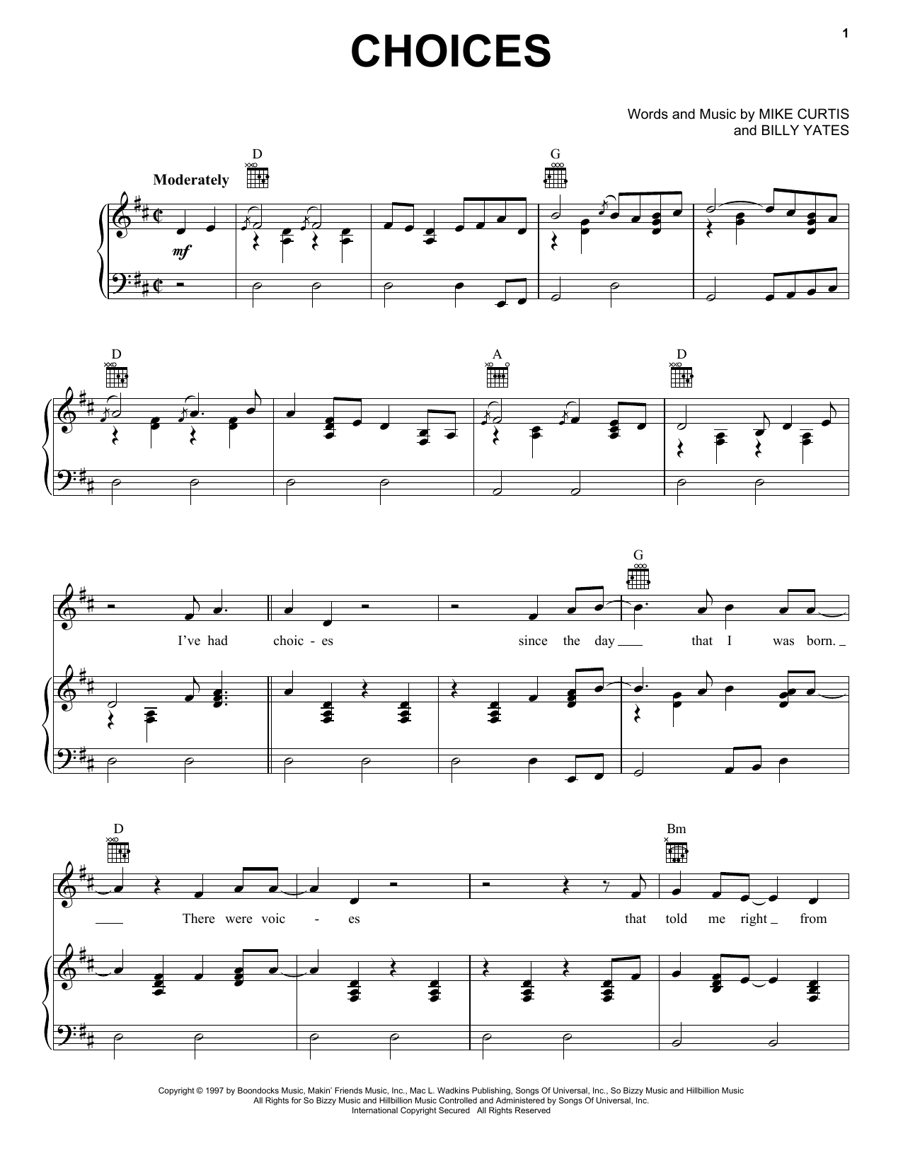 George Jones Choices Sheet Music