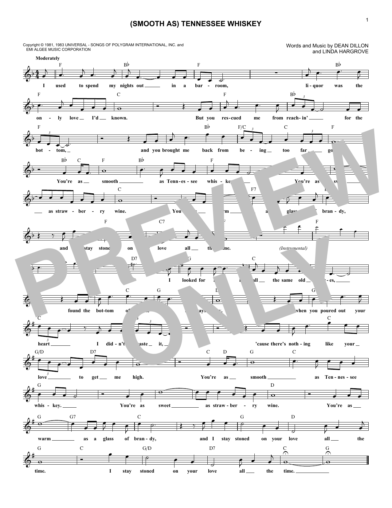 Chris Stapleton Tennessee Whiskey Sheet Music