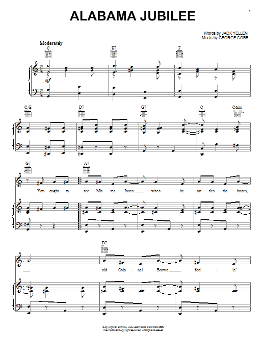 George L. Cobb Alabama Jubilee Sheet Music