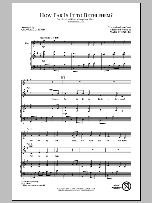 George L.O. Strid How Far Is It To Bethlehem? Sheet Music