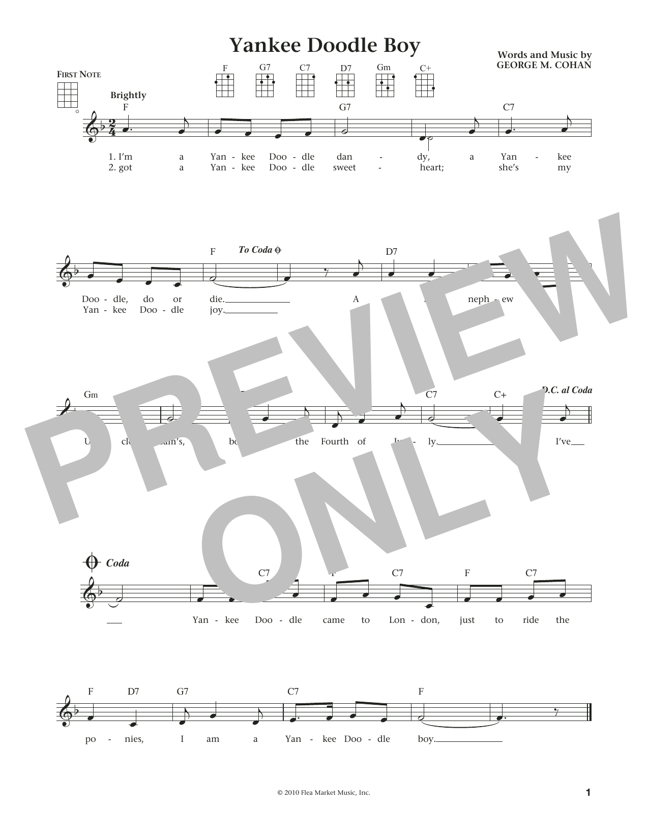 George M. Cohan Yankee Doodle Boy (from The Daily Ukulele) (arr. Liz and Jim Beloff) Sheet Music