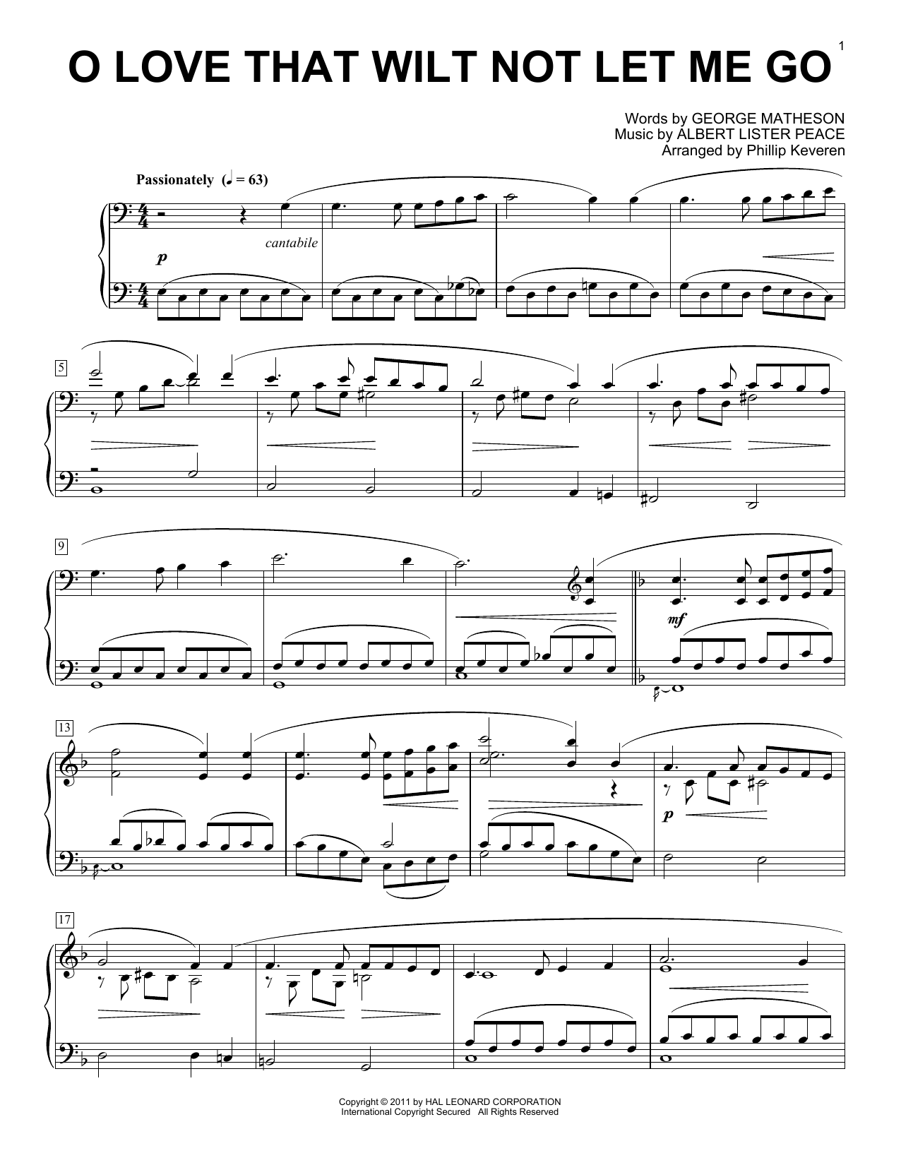 George Matheson O Love That Wilt Not Let Me Go [Classical version] (arr. Phillip Keveren) Sheet Music