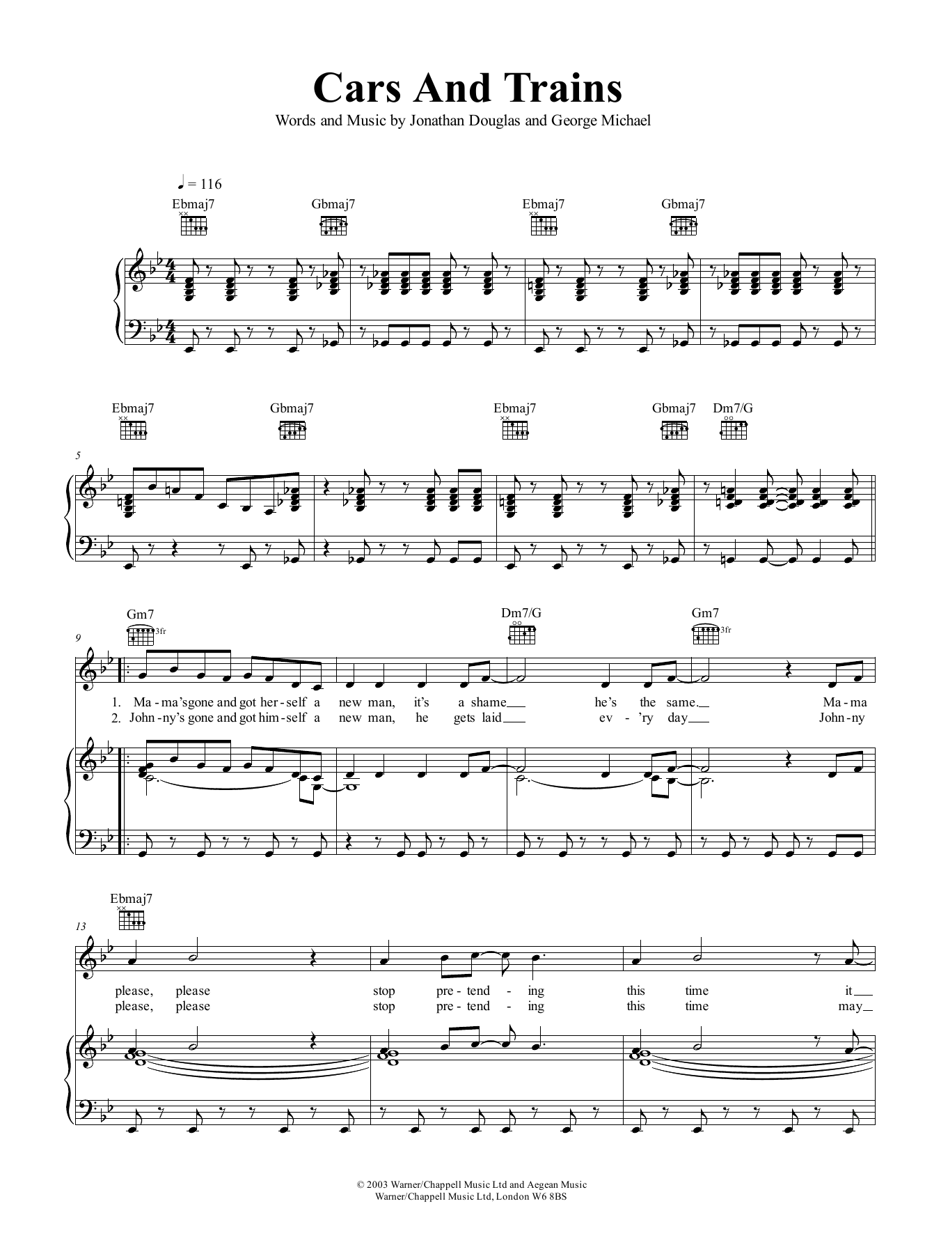 George Michael Cars And Trains Sheet Music