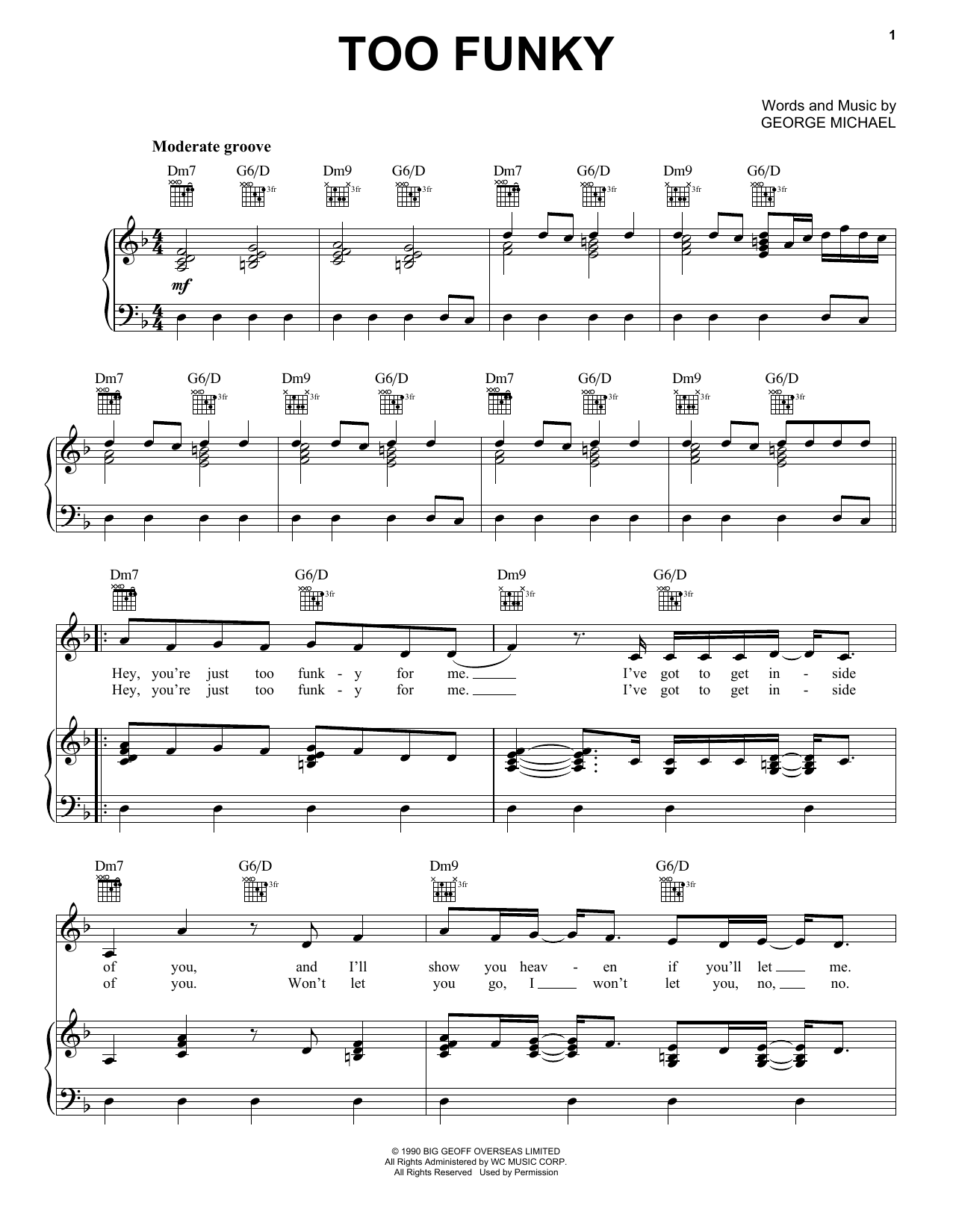 George Michael Too Funky Sheet Music