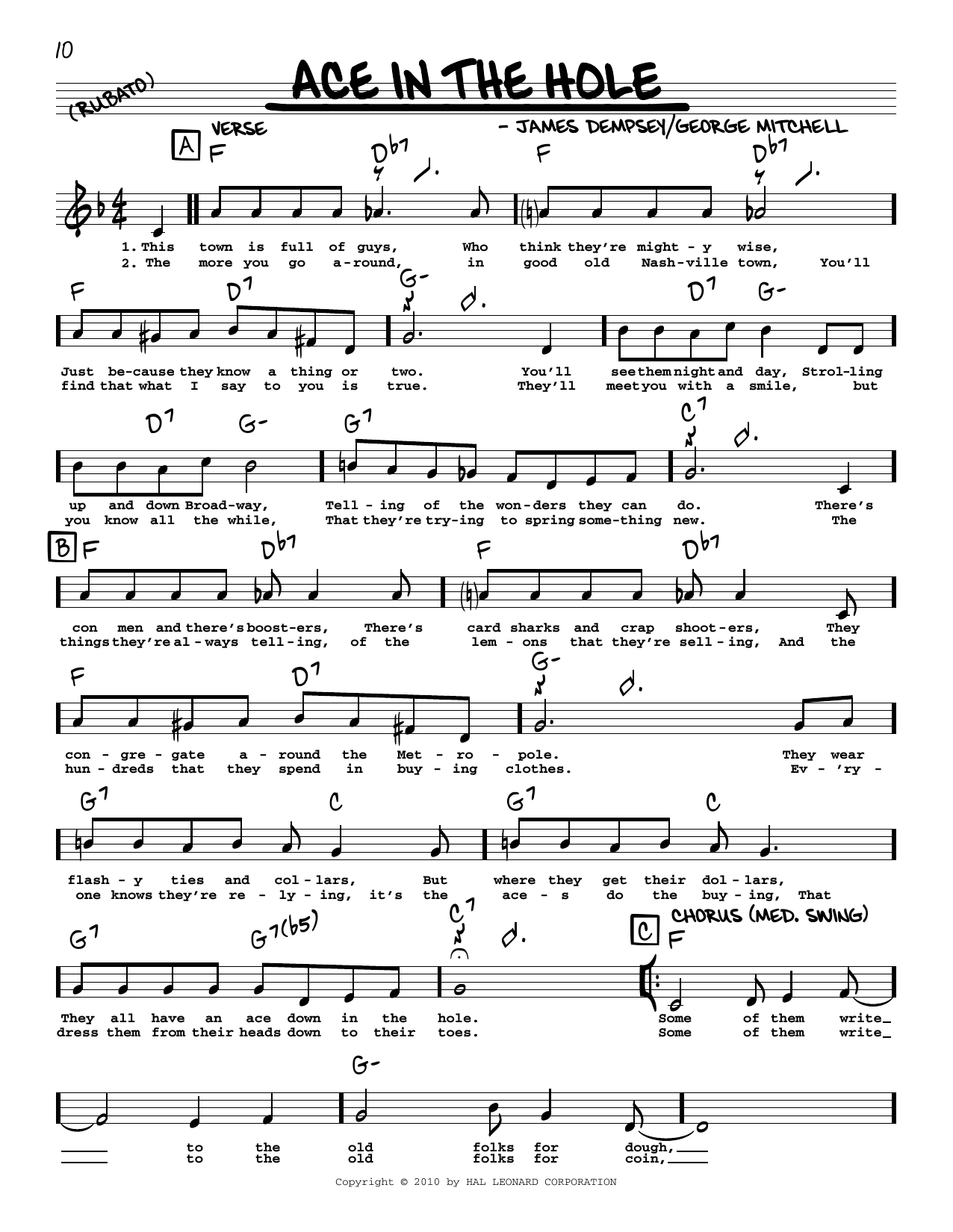George Mitchell Ace In The Hole (arr. Robert Rawlins) Sheet Music