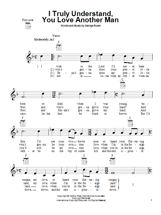 George Roark I Truly Understand, You Love Another Man Sheet Music