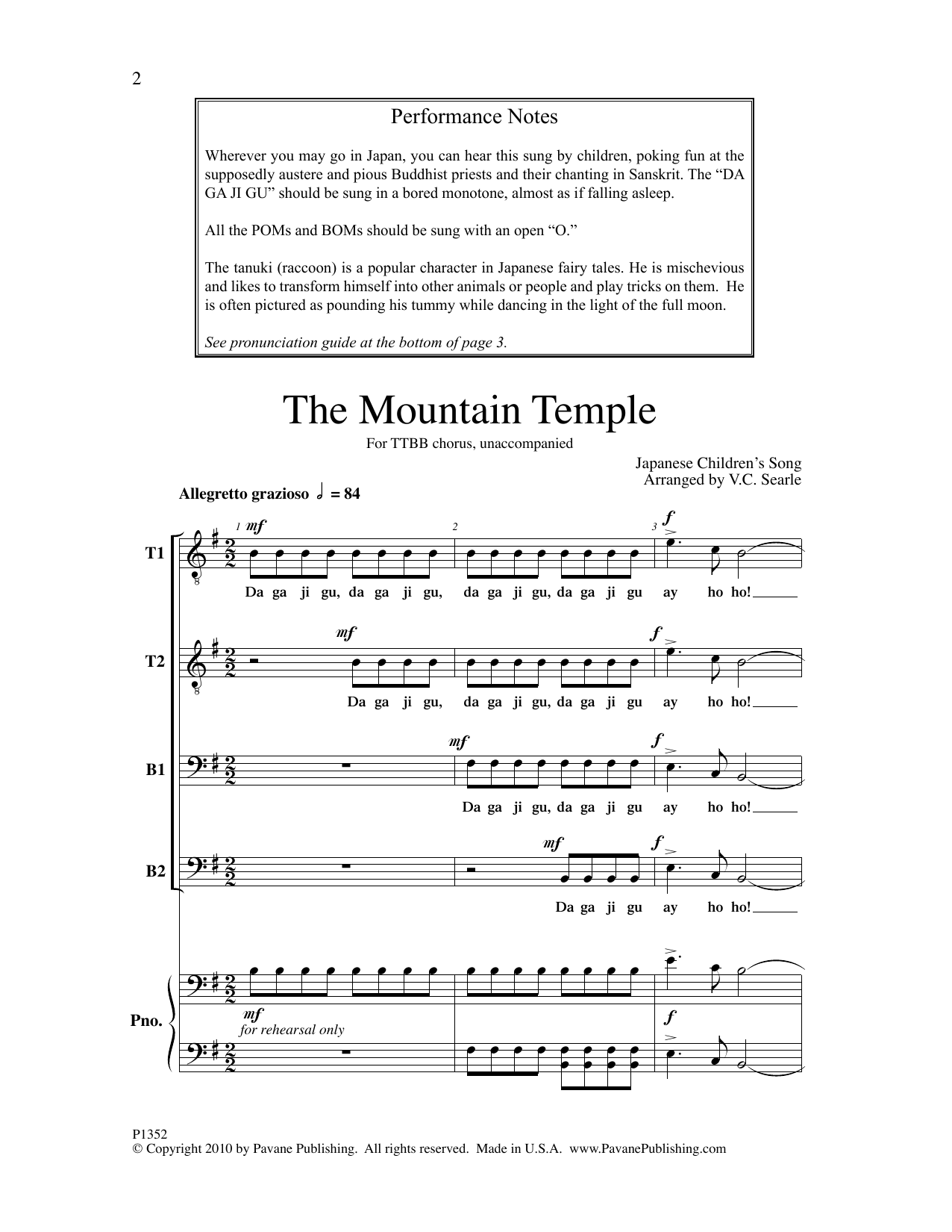 George Searle The Mountain Temple Sheet Music