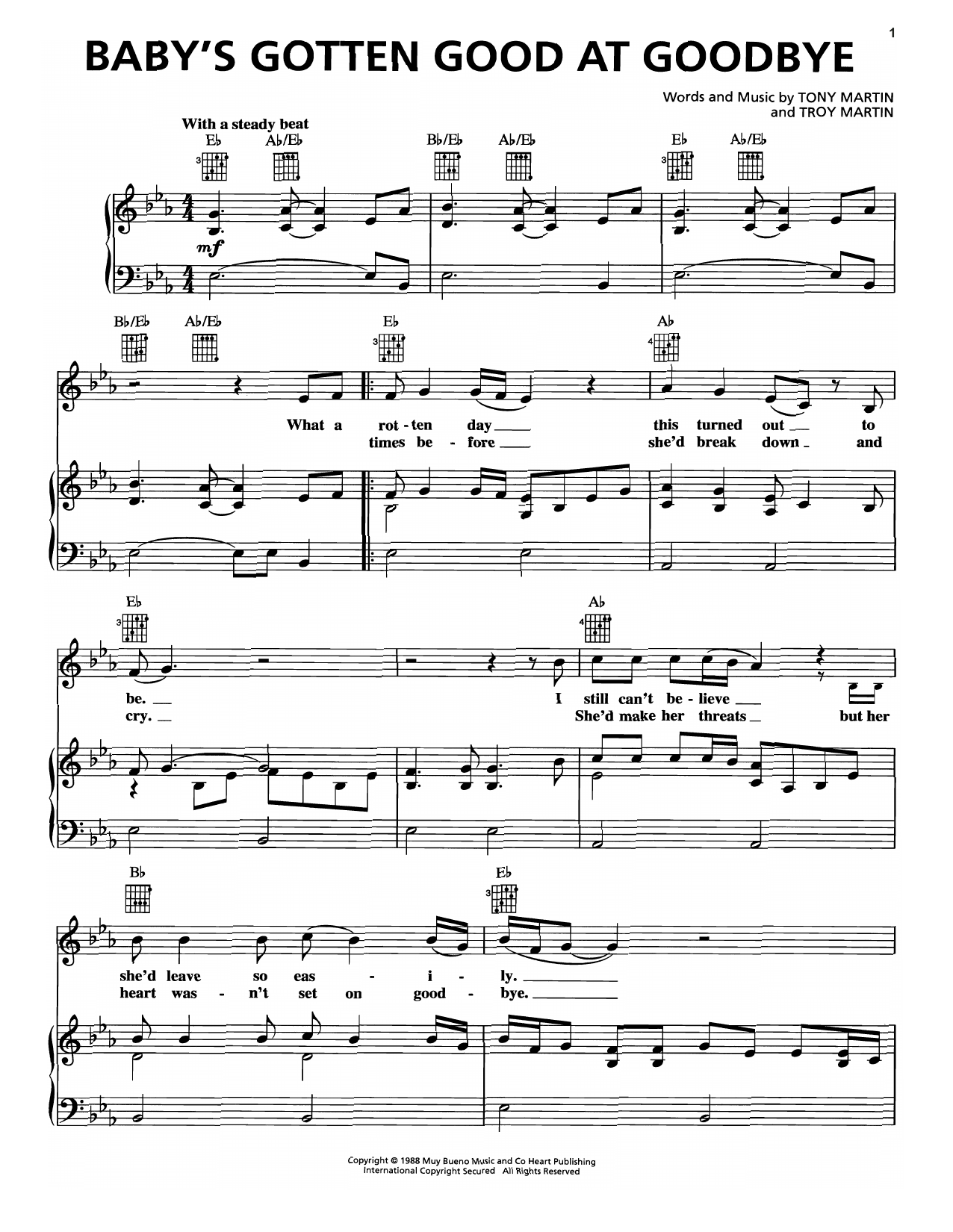 George Strait Baby's Gotten Good At Goodbye Sheet Music