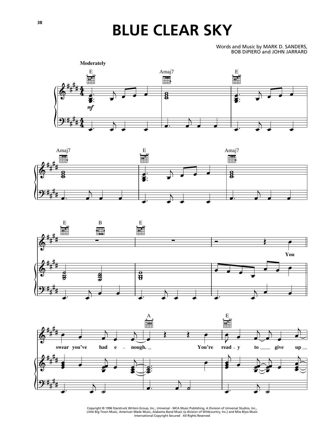 George Strait Blue Clear Sky Sheet Music