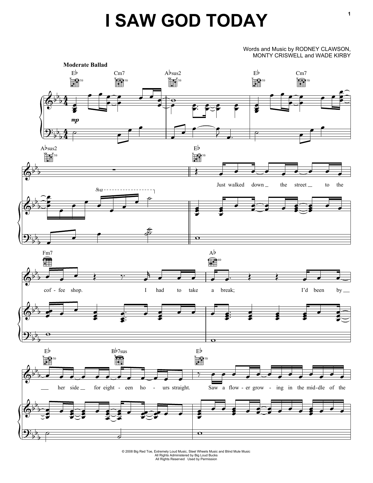 George Strait I Saw God Today Sheet Music