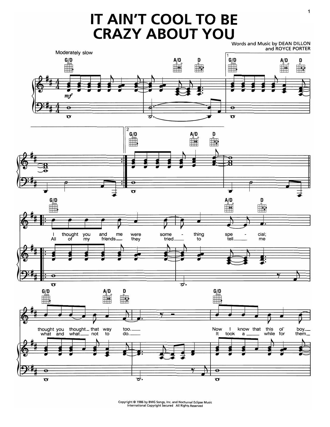 George Strait It Ain't Cool To Be Crazy About You Sheet Music